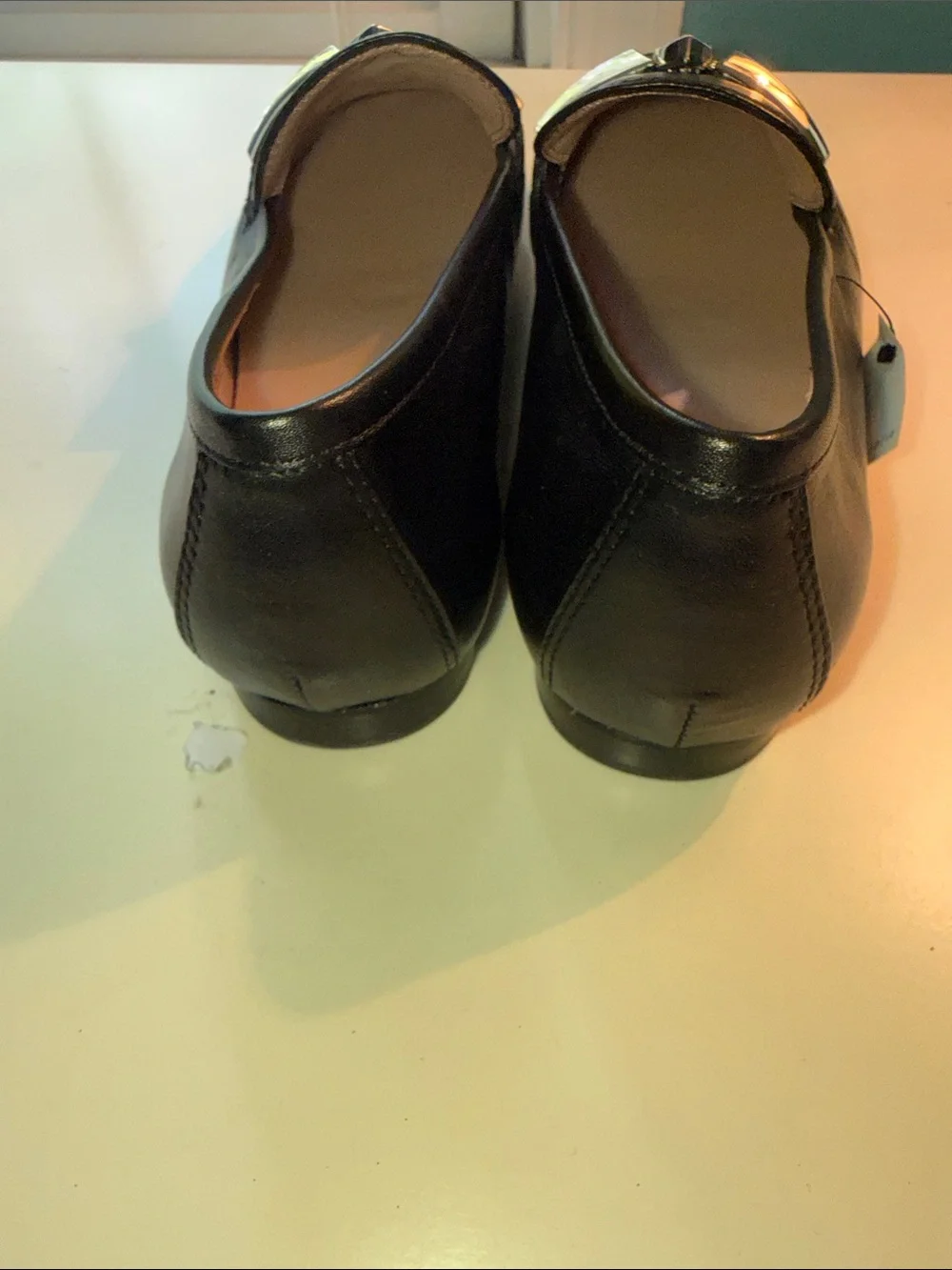 kate spade Black Leather Women's Loafers with Silver Spade Bit